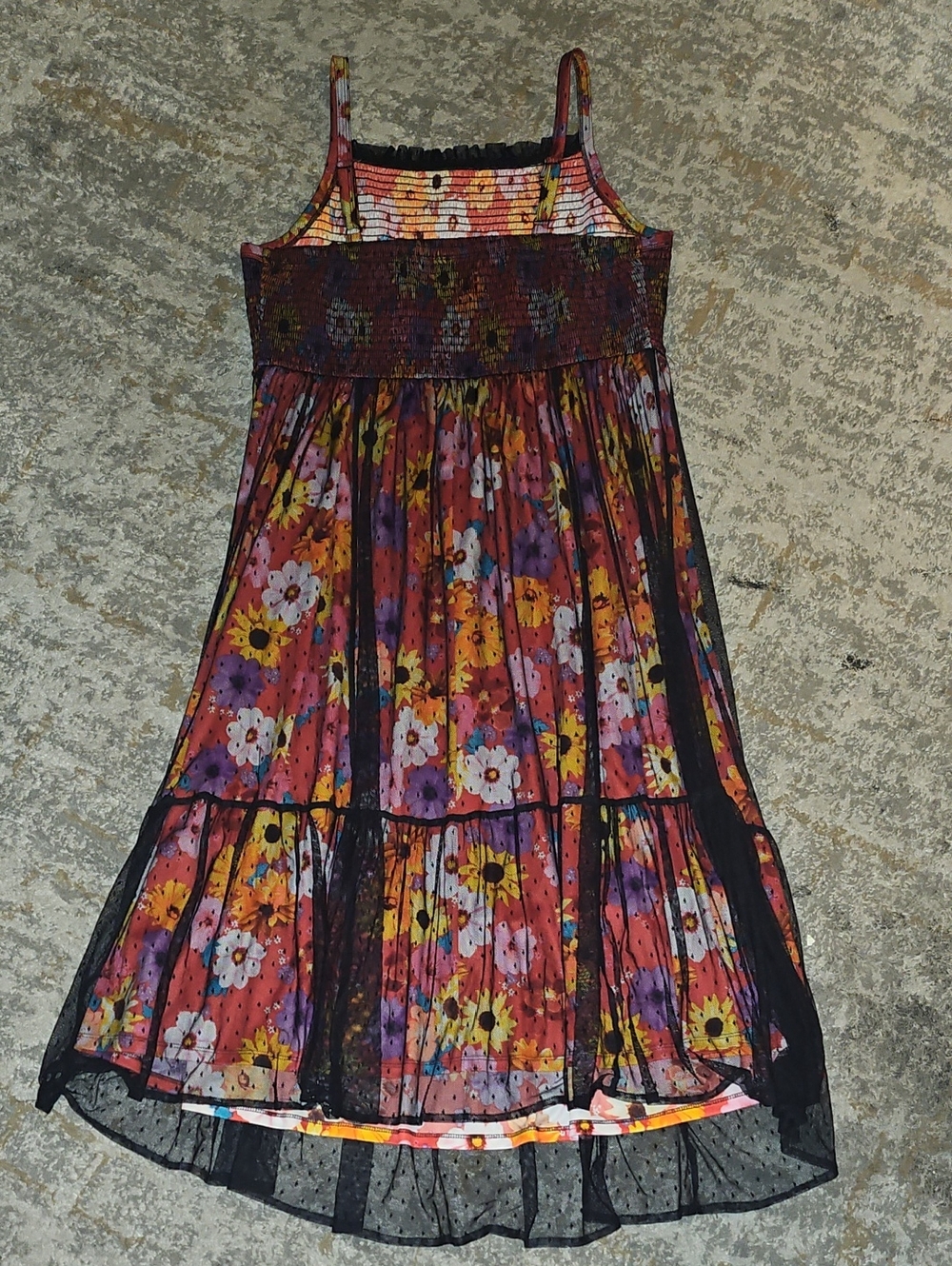 Torrid Smocked Tiered Midi Dress - Swiss Dot Mesh Floral Red 1X - Picture 11 of 11